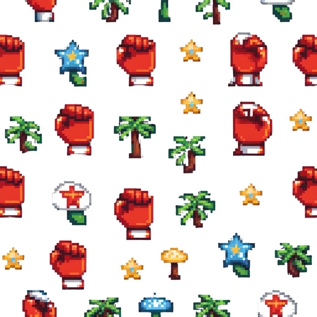 Mario themed boxing gloves with stars and mushroom designs emoji