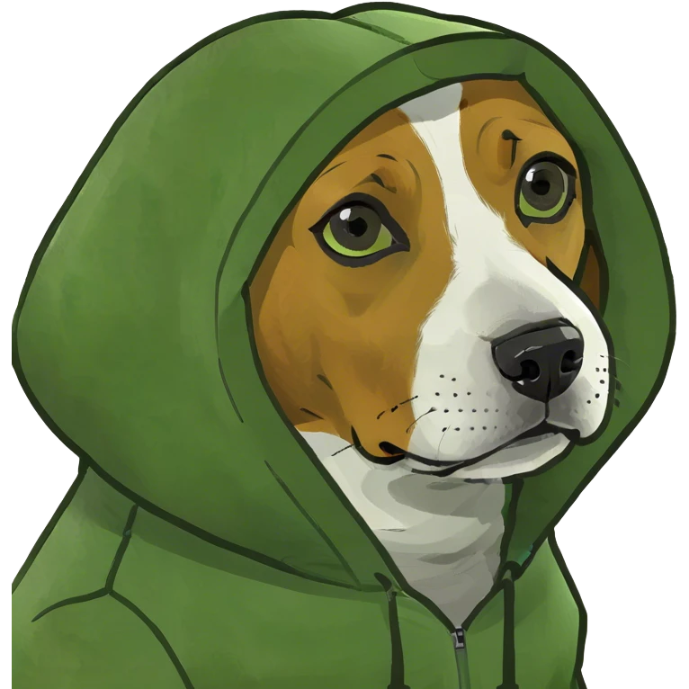 Beagle wearing a hoodie emoji