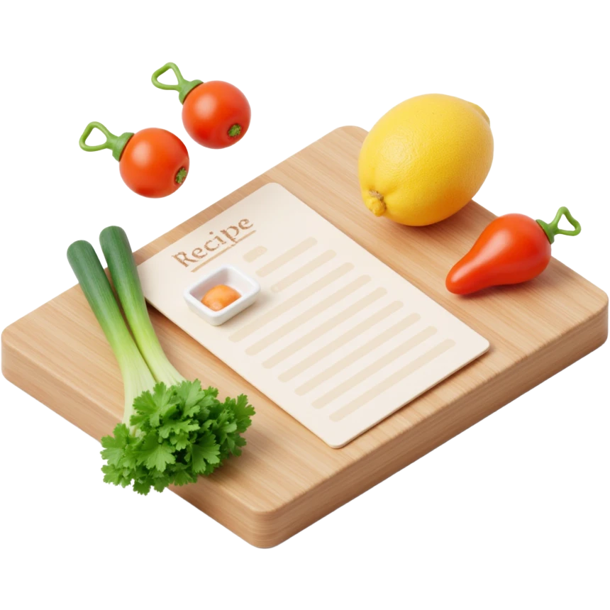Floating Ingredients Around a Recipe Card (with Transparent Background) emoji