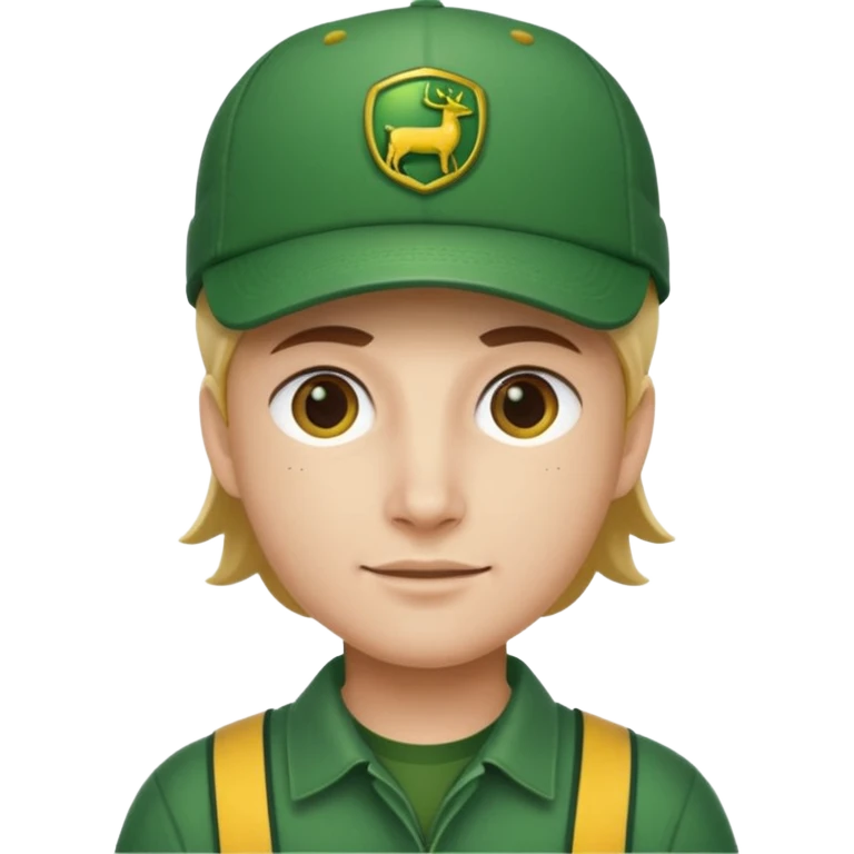 with a John Deere cap on his head and emoji