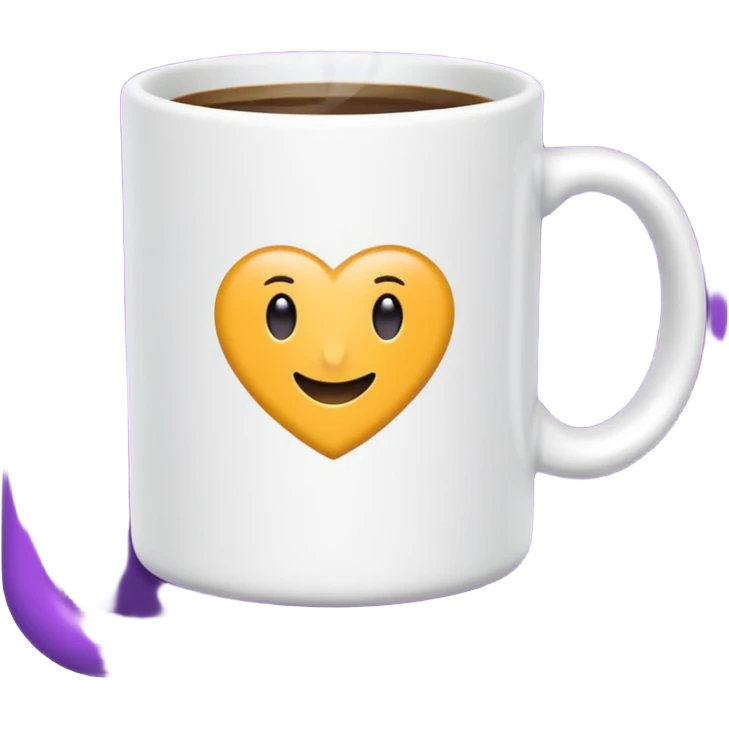 Emoji de taza blanca de la serie ‘friends’ el marco color morado emoji