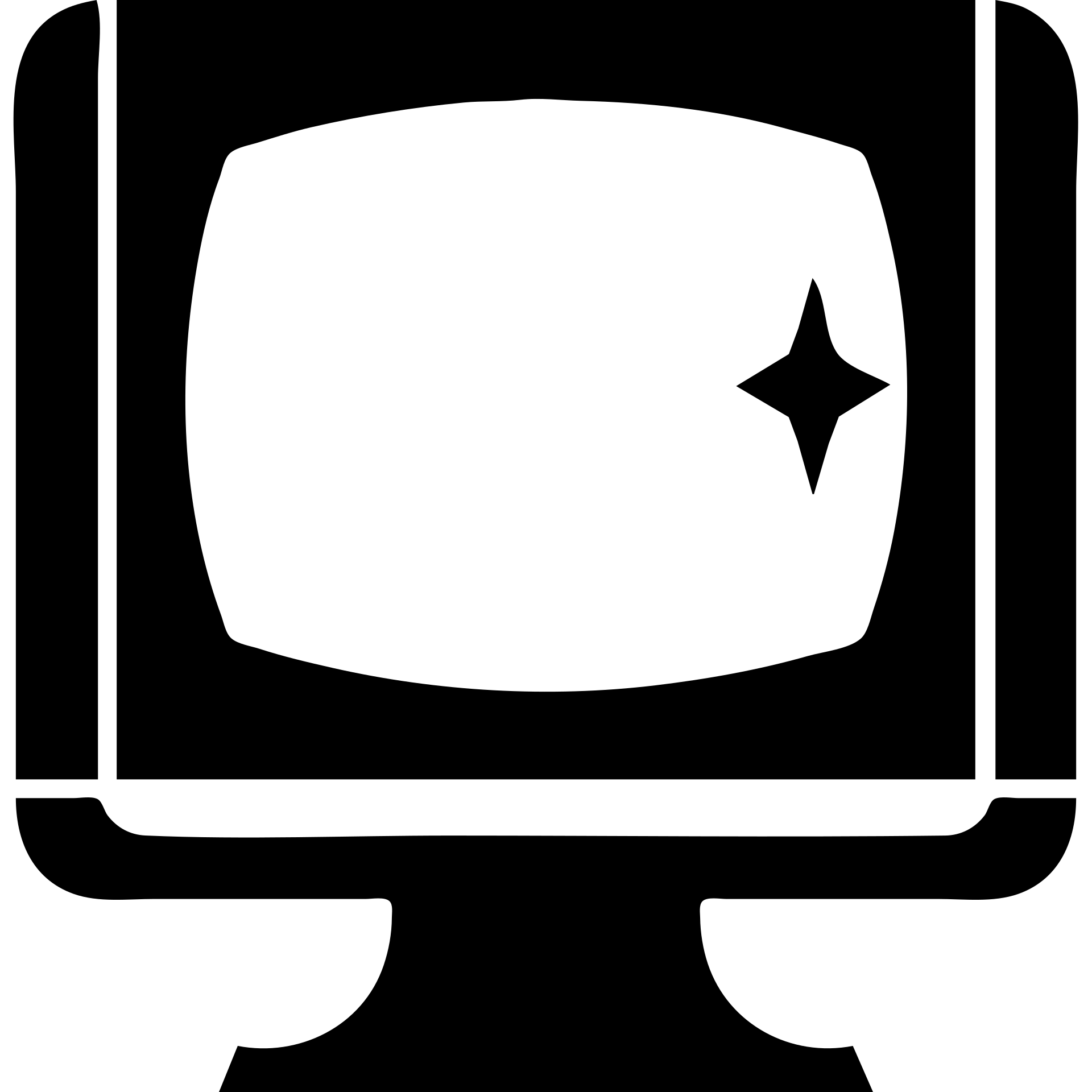 Minimalist CRT monitor with a simple 4-pointed star in the corner, very few details, clean lines emoji