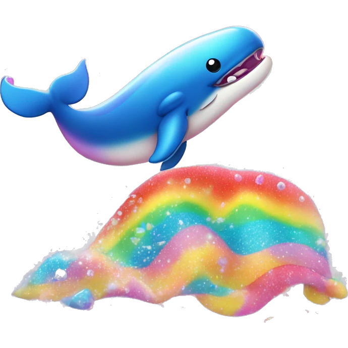 Lisa frank kawaii whale blowing rainbow glitter water  emoji