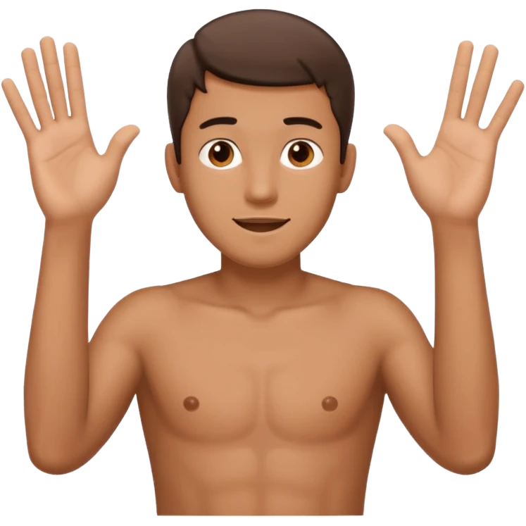 Guy emoji with hands up and out saying why with his penis showing emoji