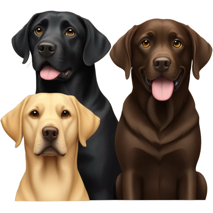 two black labradors, one chocolate Labrador and one golden Labrador emoji