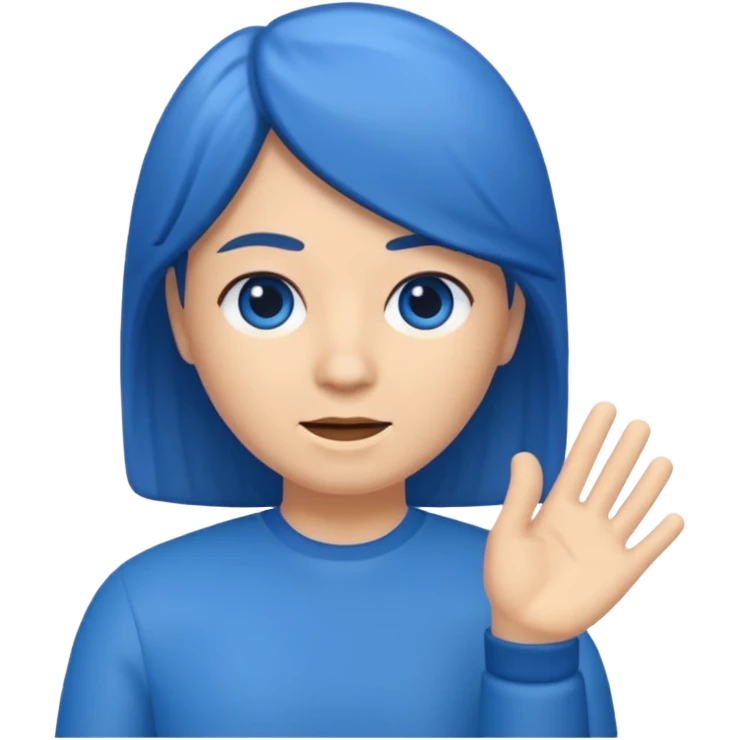 Memoji cabello azul parando el dedo de enmedio  emoji