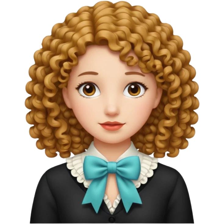women with neckBow, curley hair style. emoji