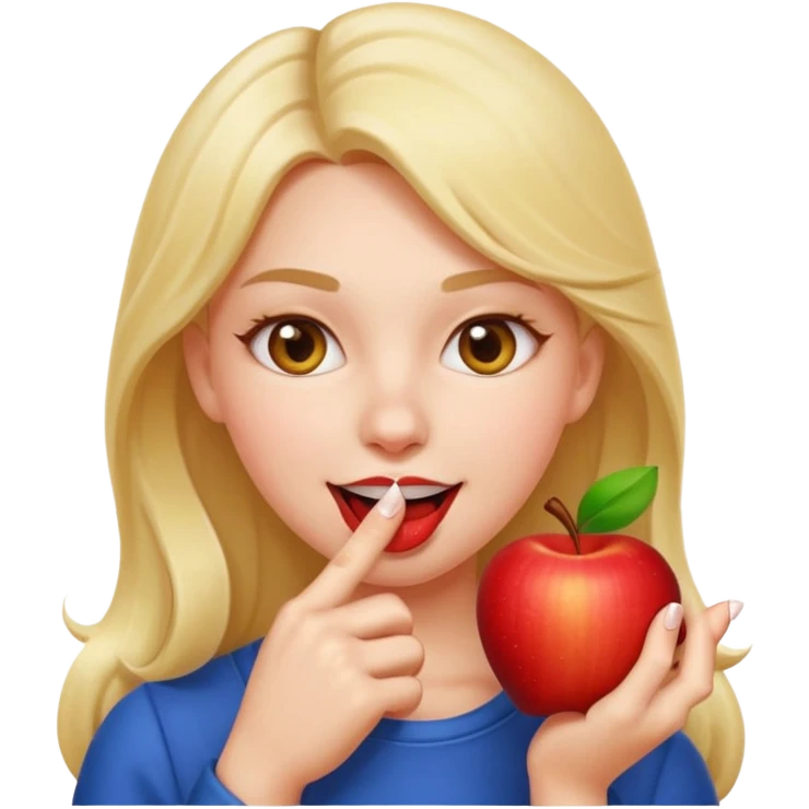woman biting finger coquettishly, playful look, Apple emoji style emoji