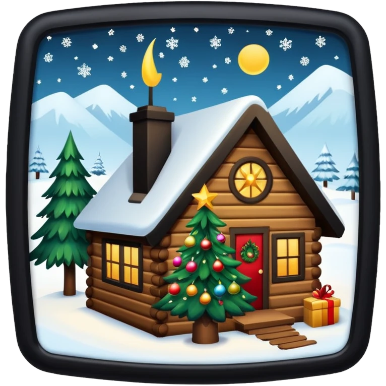 Realistic Beautiful Christian Christmas tree in a cabin emoji