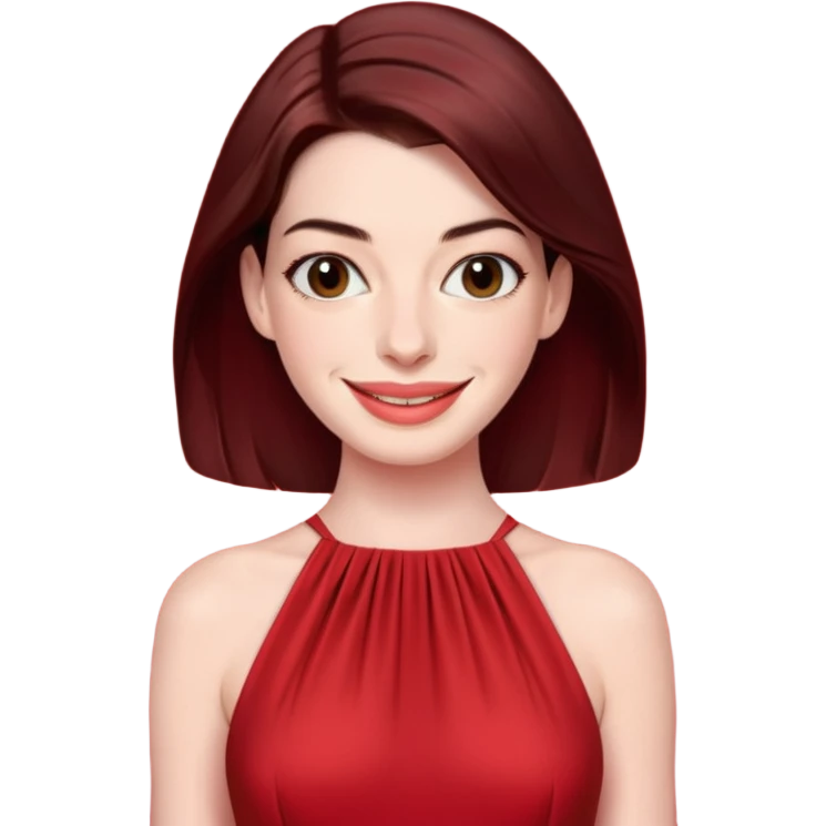 Anne Hathaway in red dress, red carpet emoji