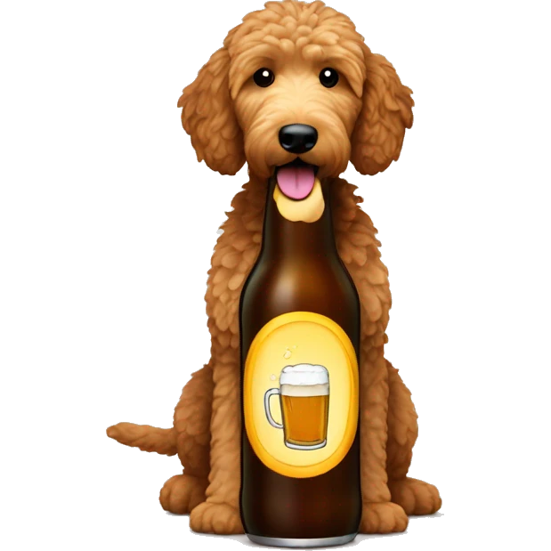 toasting beer bottle brown golden doodle emoji