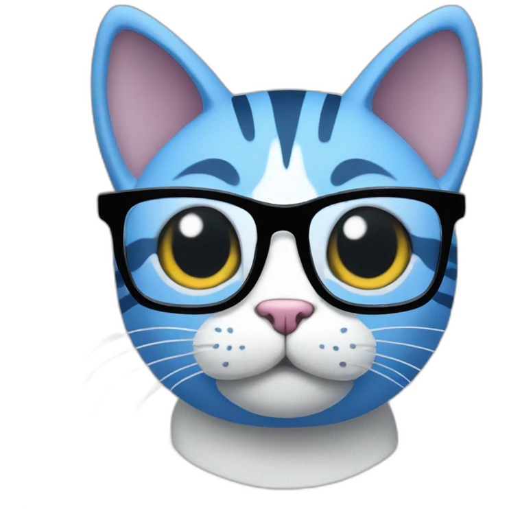 striper blue cat with glasses emoji