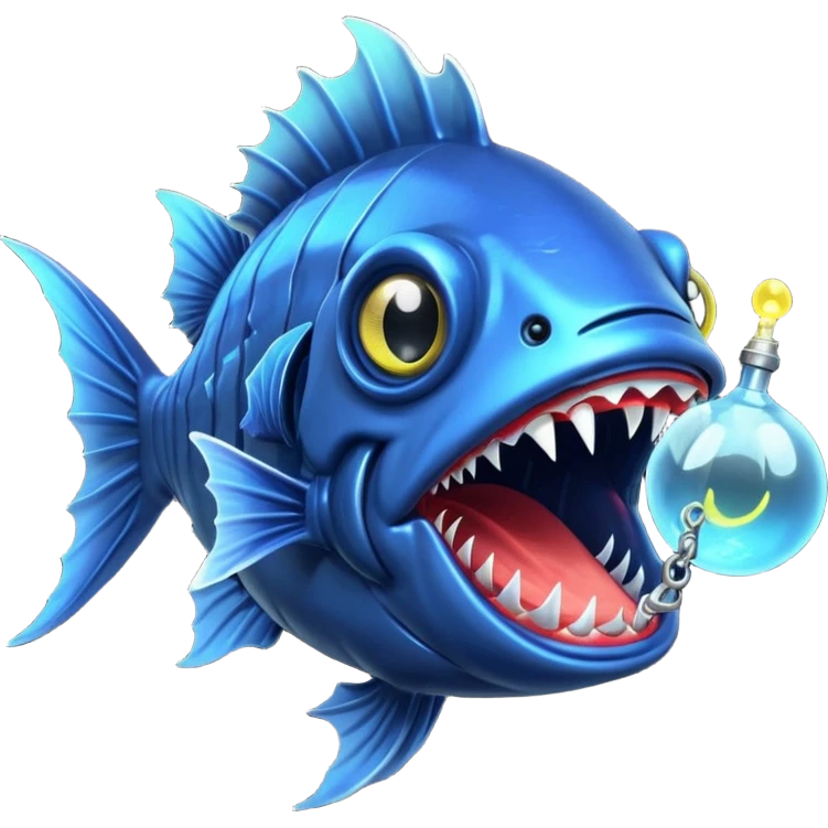 Angler Fish – Large mouth with sharp teeth and light lure emoji