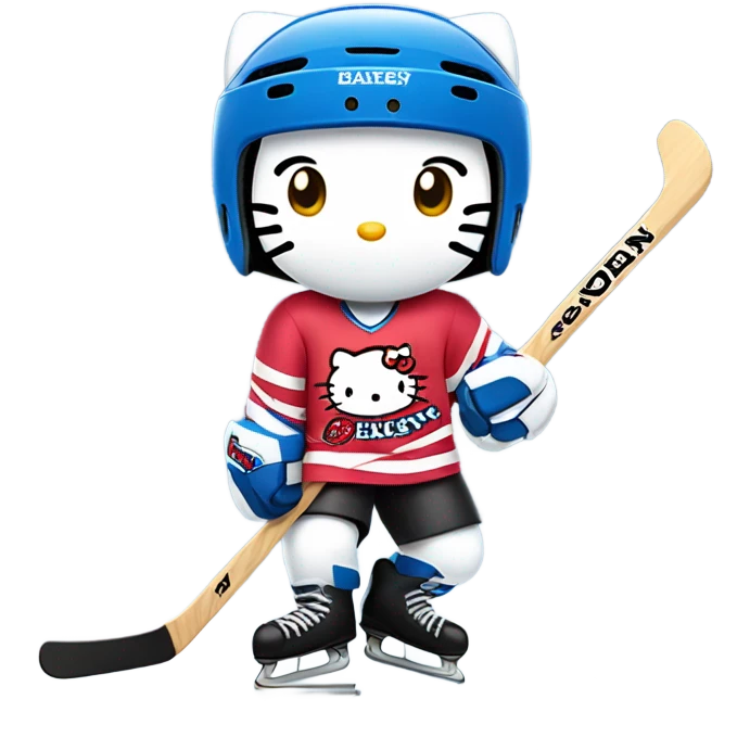 Hello kitty playing hockey  emoji