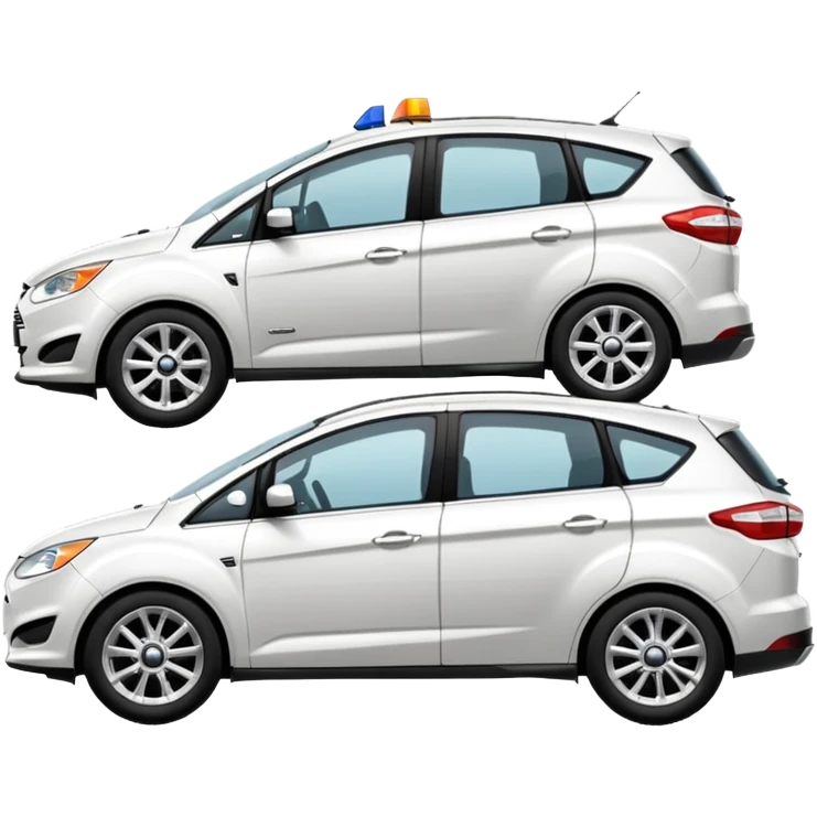 white ford car c max being towed by a towing car emoji