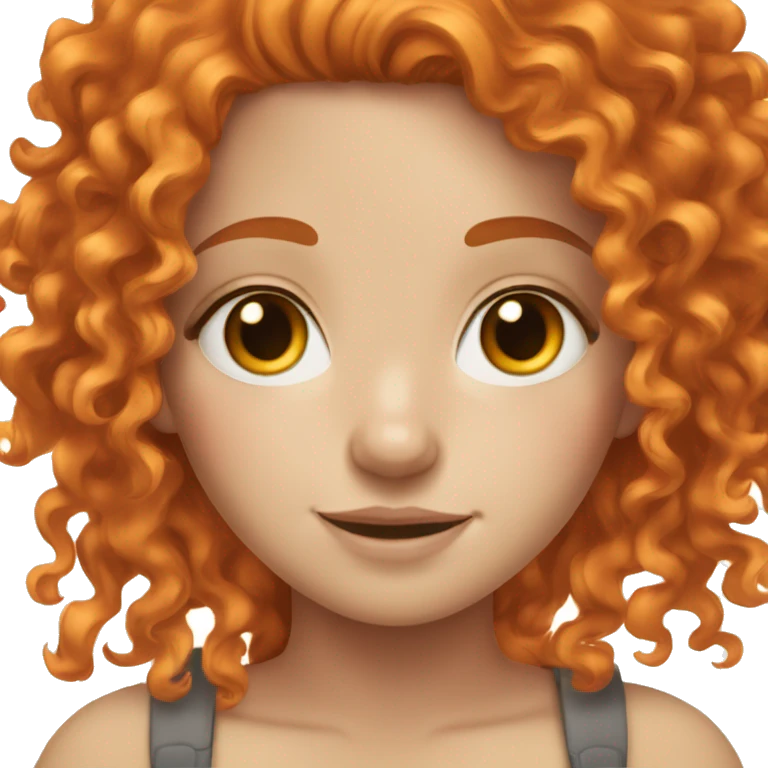 White girl with freckles with orange curly hair  emoji
