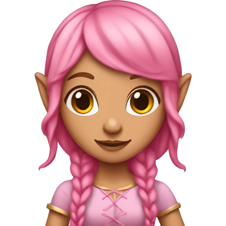 tan skinned elf girl with pink hair emoji