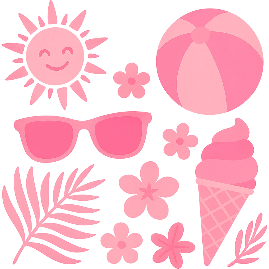 pink summer theme, bright and warm summer elements with pink hues, no background emoji