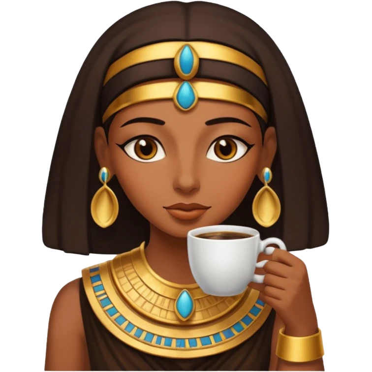 ancient egypt woman drink coffee emoji