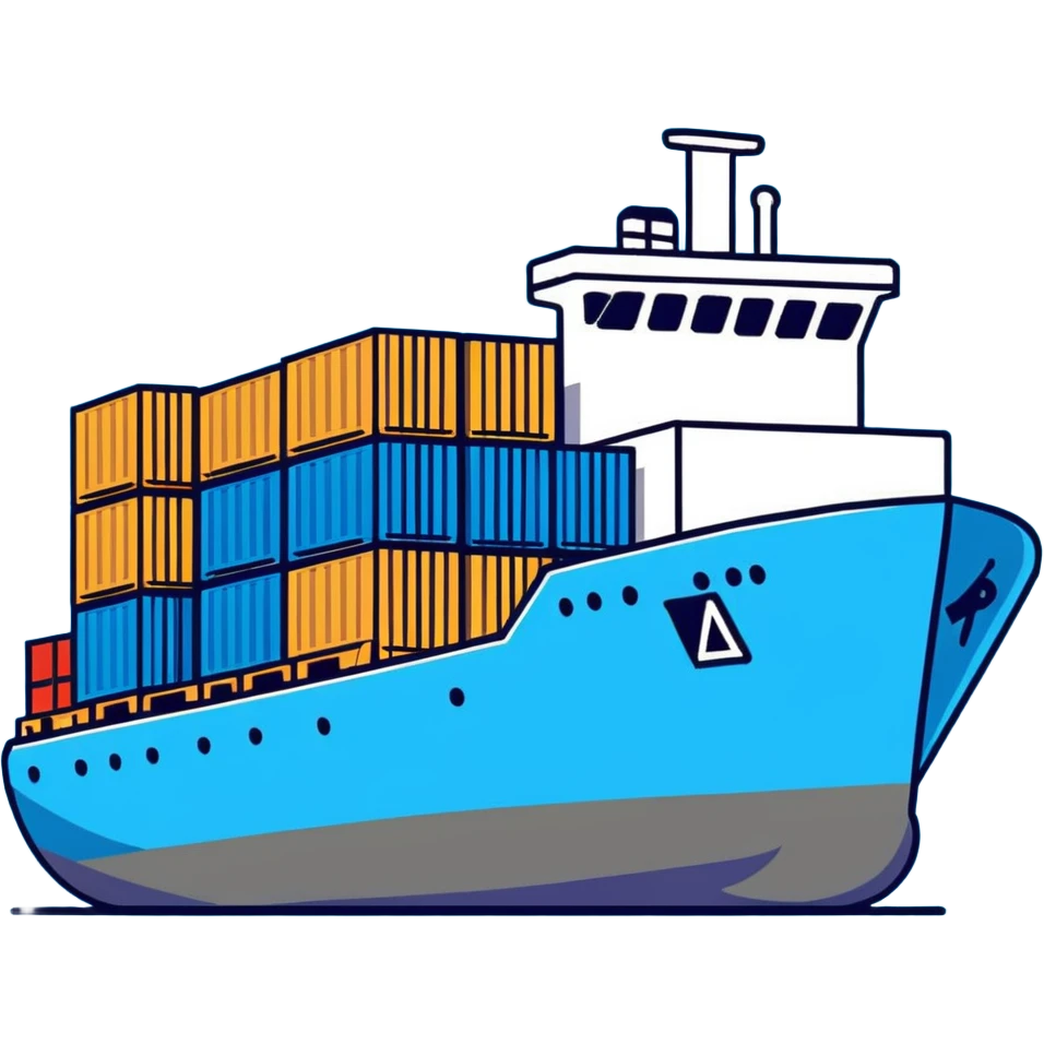 Cargo container ship in ocean emoji