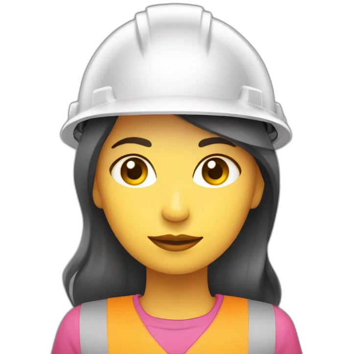 MUJER CON CABELLO AMARILLO INGENIERA EN CONSTRUCCIÓN CON CASCO DE SEGURIDAD BLANCO Y PLAYERA ROSA emoji