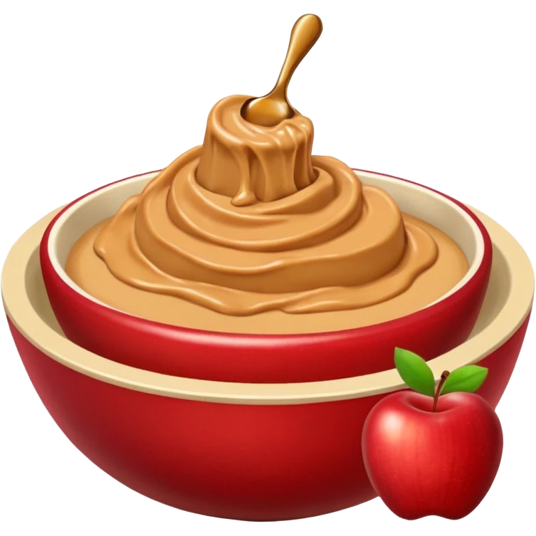 bowl with apple chunks with peanut butter emoji
