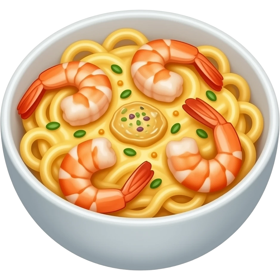 realistic -- cheesy creamy shrimp noodles emoji