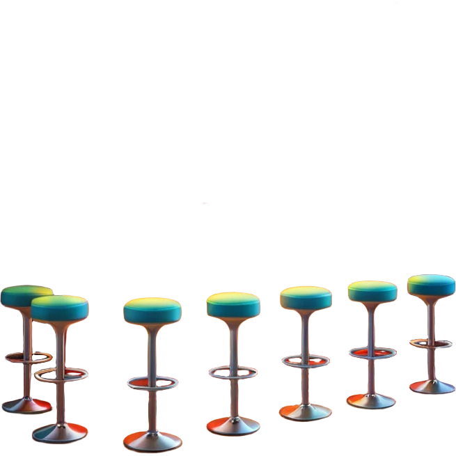 A 3D cartoon bar interior with a counter, glowing shelves of colorful bottles, tall stools, and hanging lights, warm ambient lighting, realistic reflections, Memoji-style. emoji