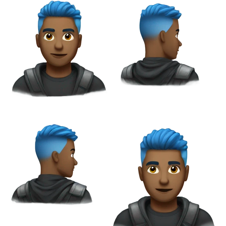Blue hair low taper fade ninja emoji