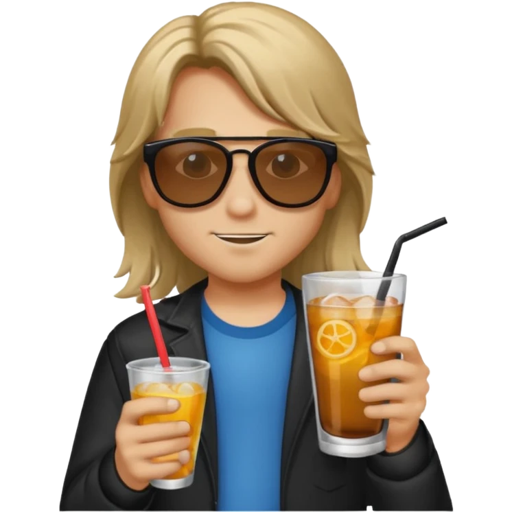 drink holders with sunglasses boy long hair emoji