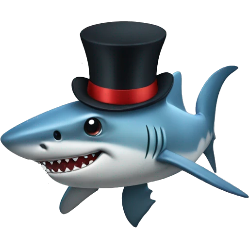 Shark with a top hat emoji