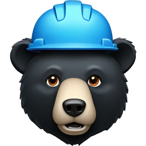 black bear head in a hardhat emoji
