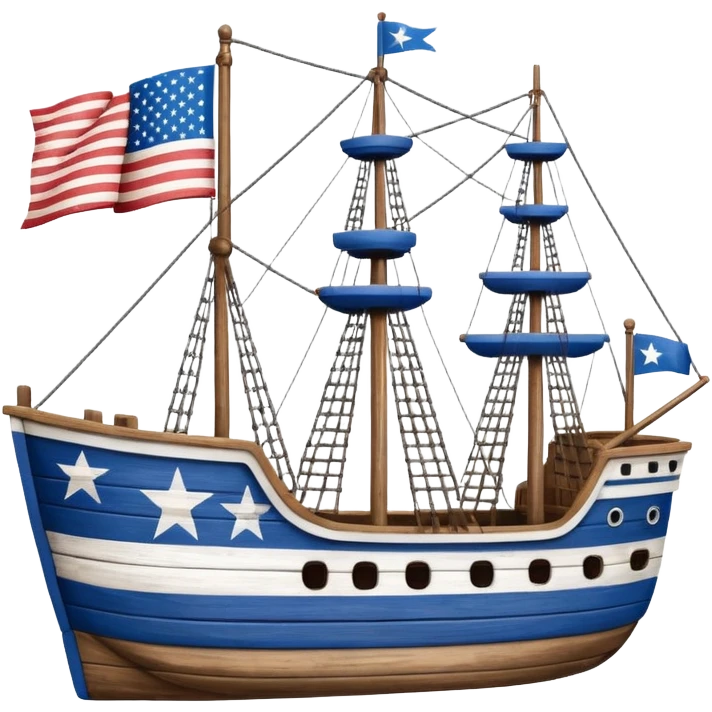 generate a very realistic American ship with flag emoji