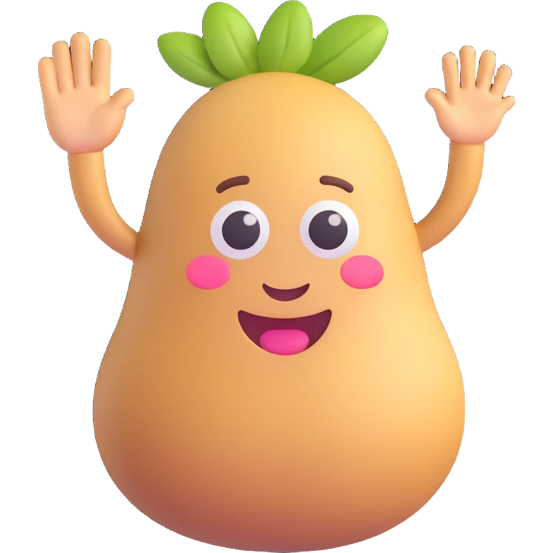 A cute potato emoji waving emoji