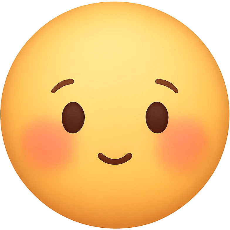 cute emoji, blushing cheeks, tiny mouth, soft expression emoji