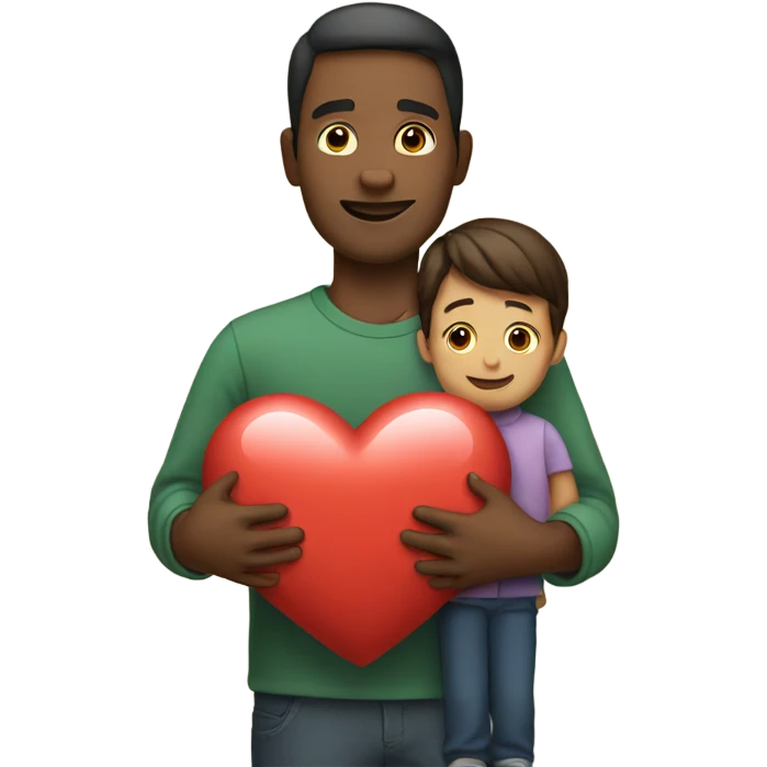 Father holds big heart emoji