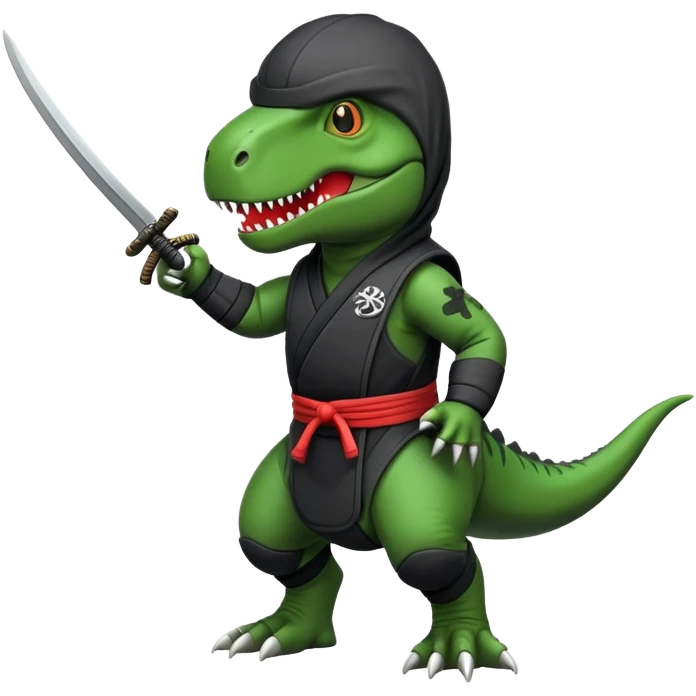 T-Rex wearing a ninja suit emoji