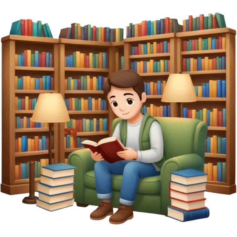 Cute and cozy bookstore emoji