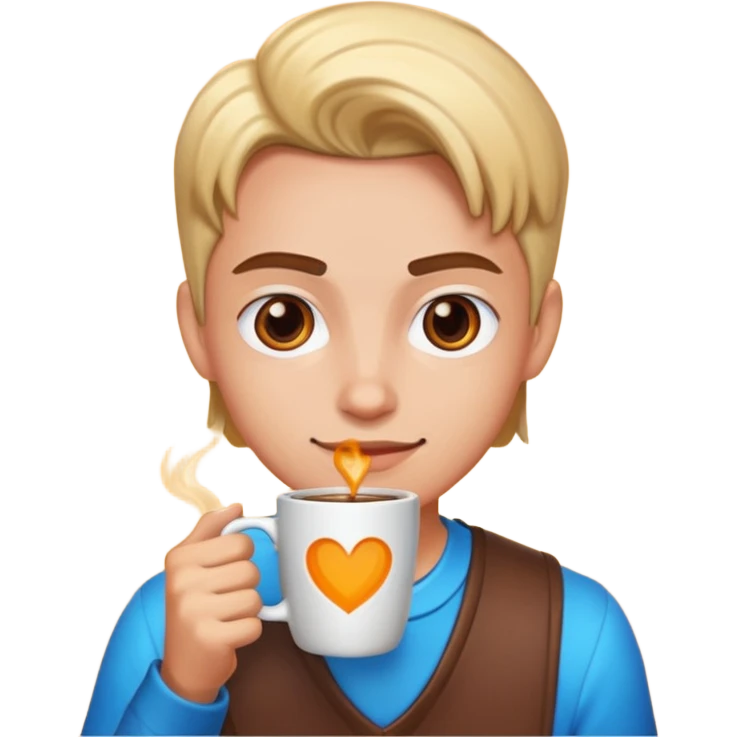 Gaming character drinking coffee - with vibrant colors emoji