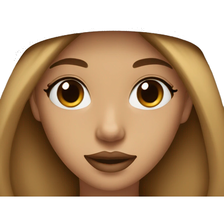 A beautiful woman wearing a black cap and black sweatshirt, big lips, brown straight long hair.  emoji