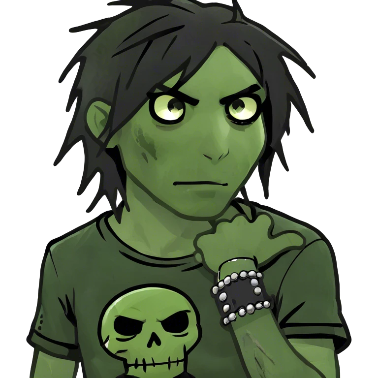 zombie emo with black hair emoji