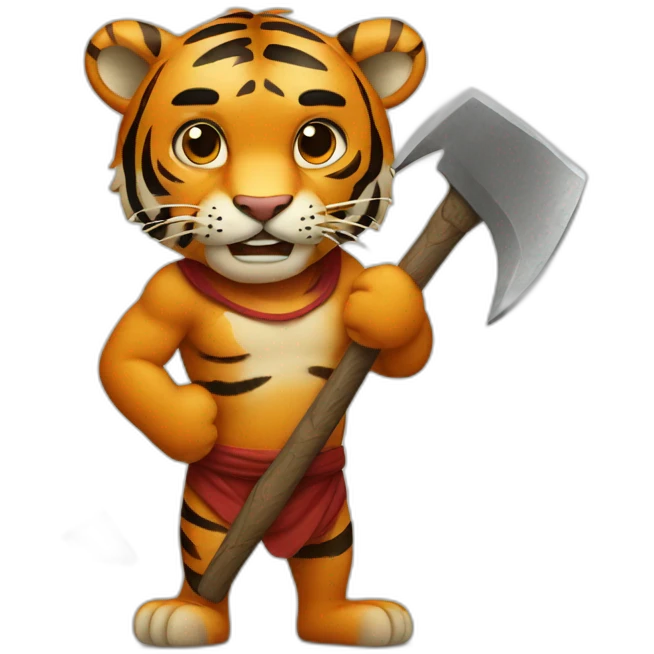 Tiger with a hand axe emoji