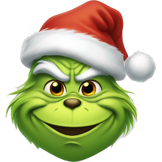 Grinch wearing a Santa hat and smiling  emoji