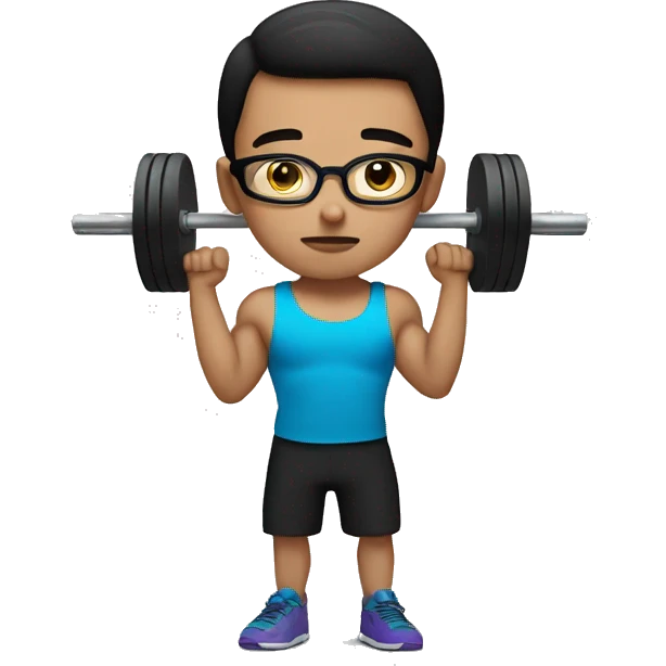 brunette boy with glasses practicing deadlift  emoji