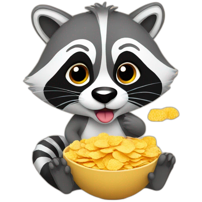 racoon eating corn flakes emoji