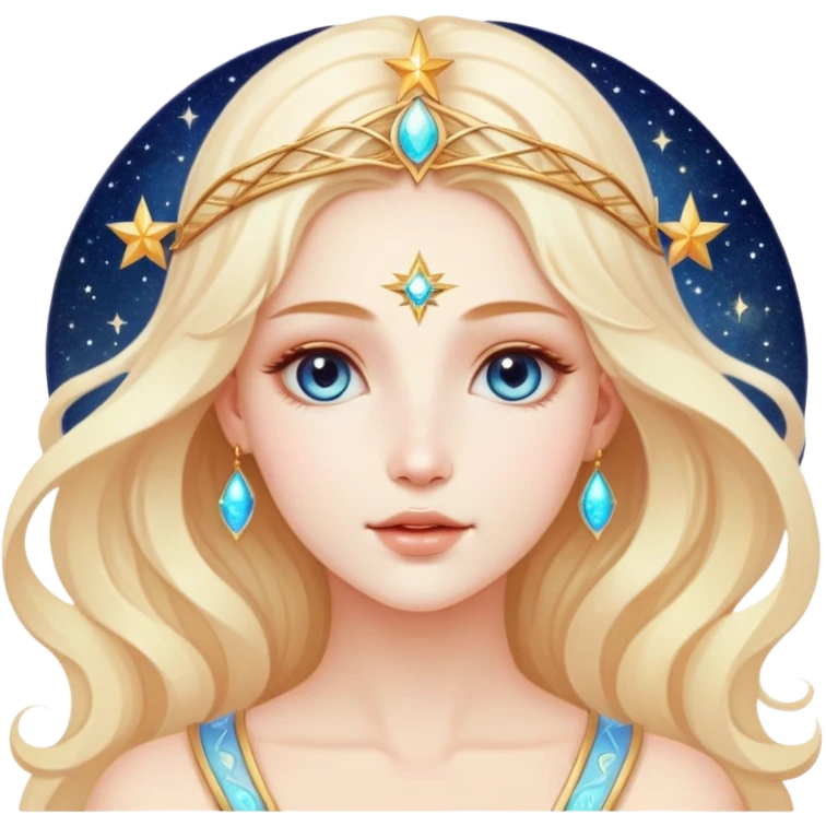 universe goddess Sophia with pretty perfect feminine attractive face, cosmic beauty with detailed delicate facial features, starry goddess with ethereal glow emoji