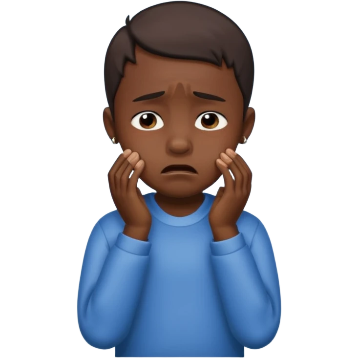 Dark Skin child boy crying full body emoji