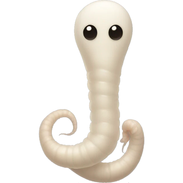 an intestinal worm, faceless, white rather small  emoji