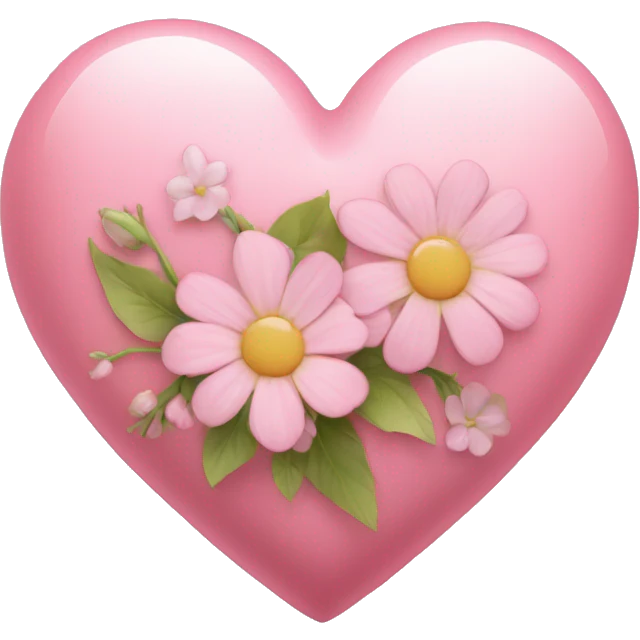 Delicate pink heart and flowers inside emoji