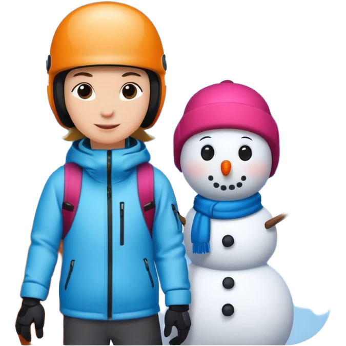 ski resort with snowboarder and snowman emoji